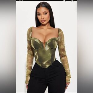 Fashion Nova mesh corset top